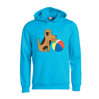 Hoodie voor kinderen van Kaatje&Mup met Mup en een strandbal